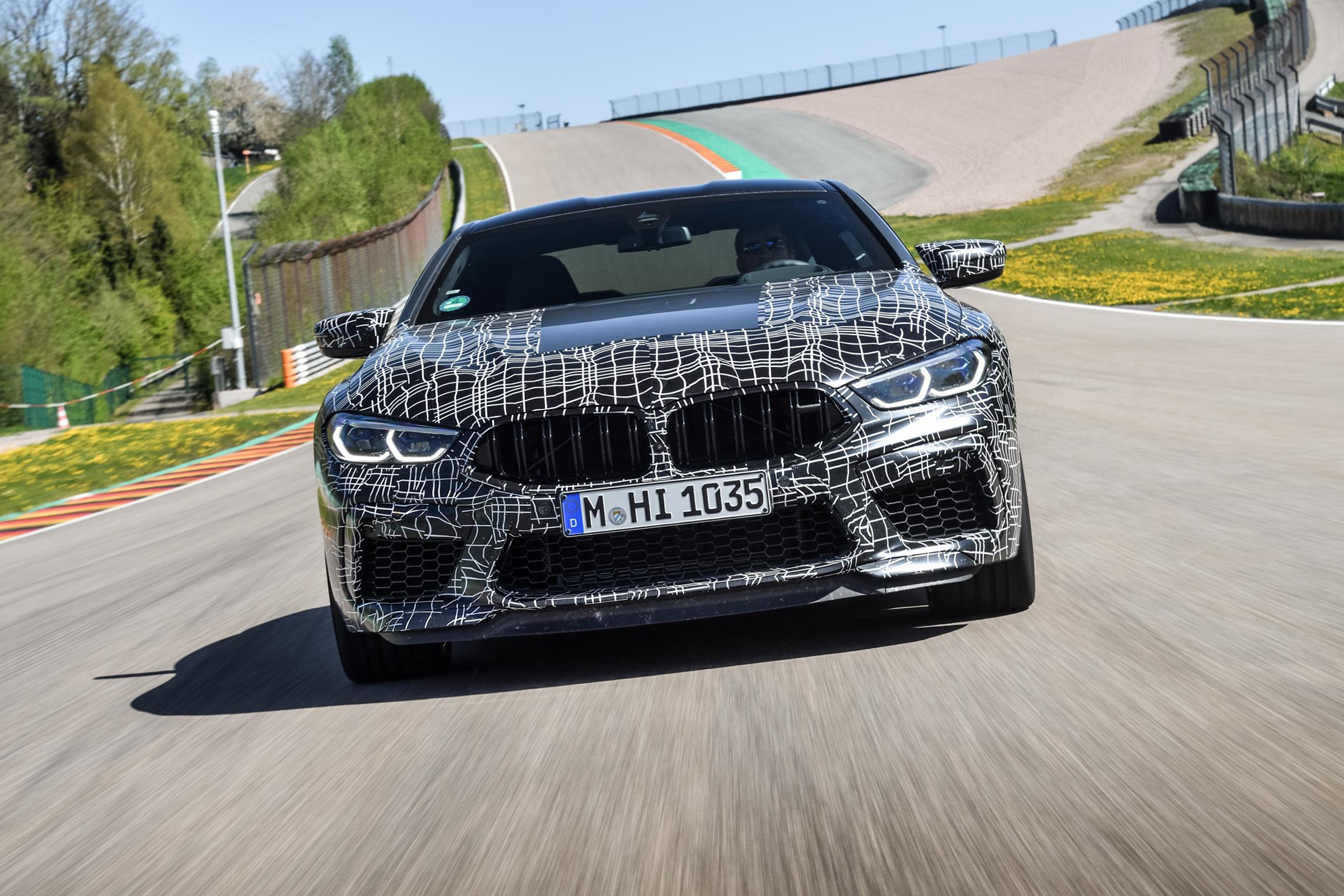 2019 BMW M8 prototype - front view driving 