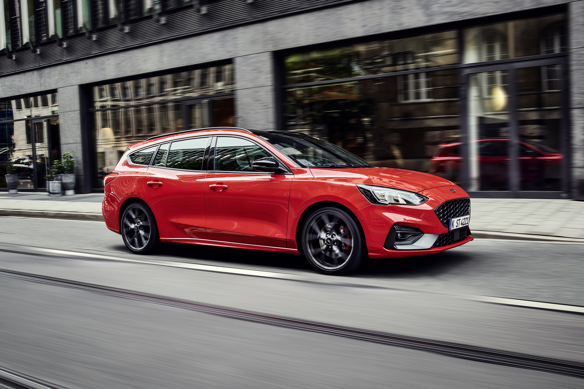 2019 Ford Focus ST estate - front side view driving 