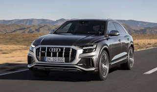 Audi SQ8 SUV front 3/4 tracking