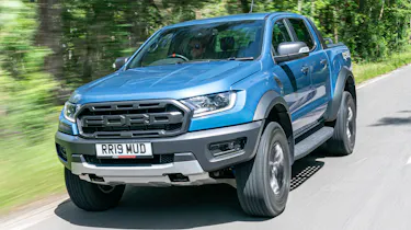 Ford Ranger Raptor pickup front 3/4 tracking