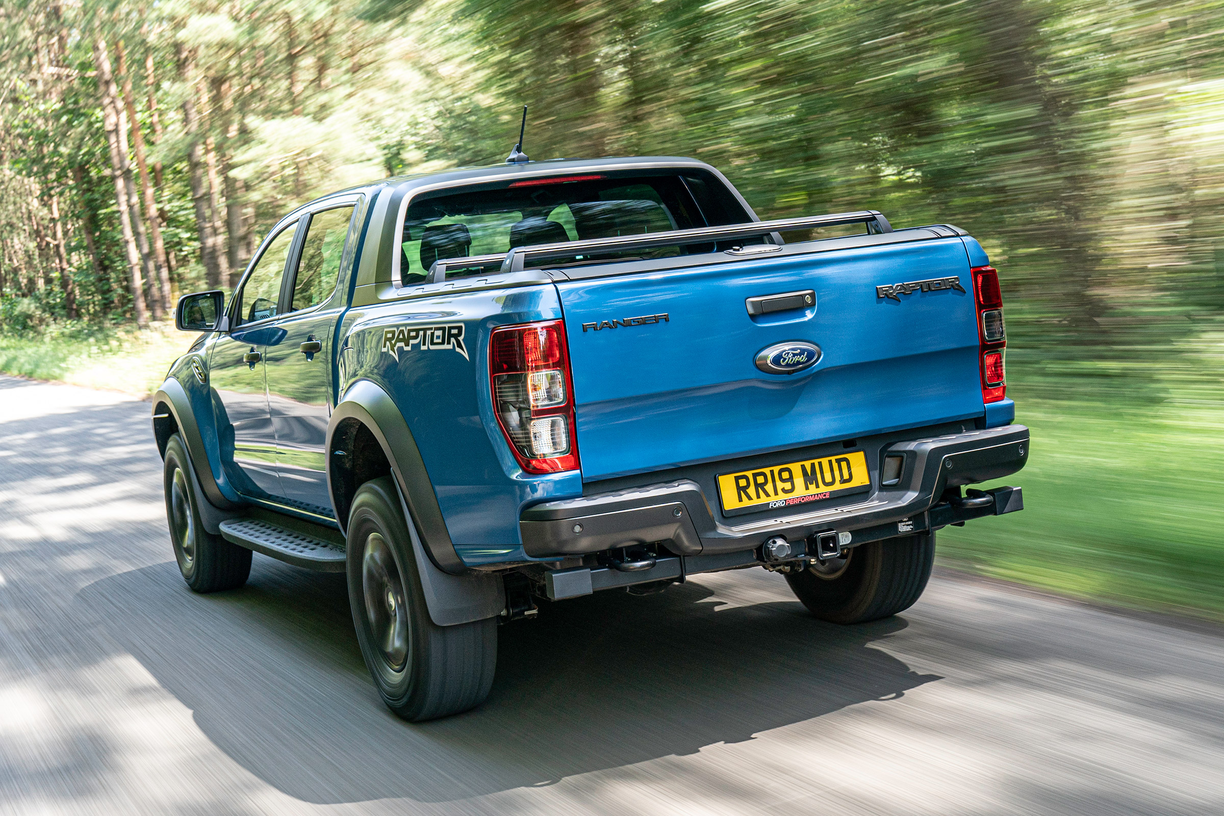 Ford Ranger Raptor pickup rear 3/4 tracking