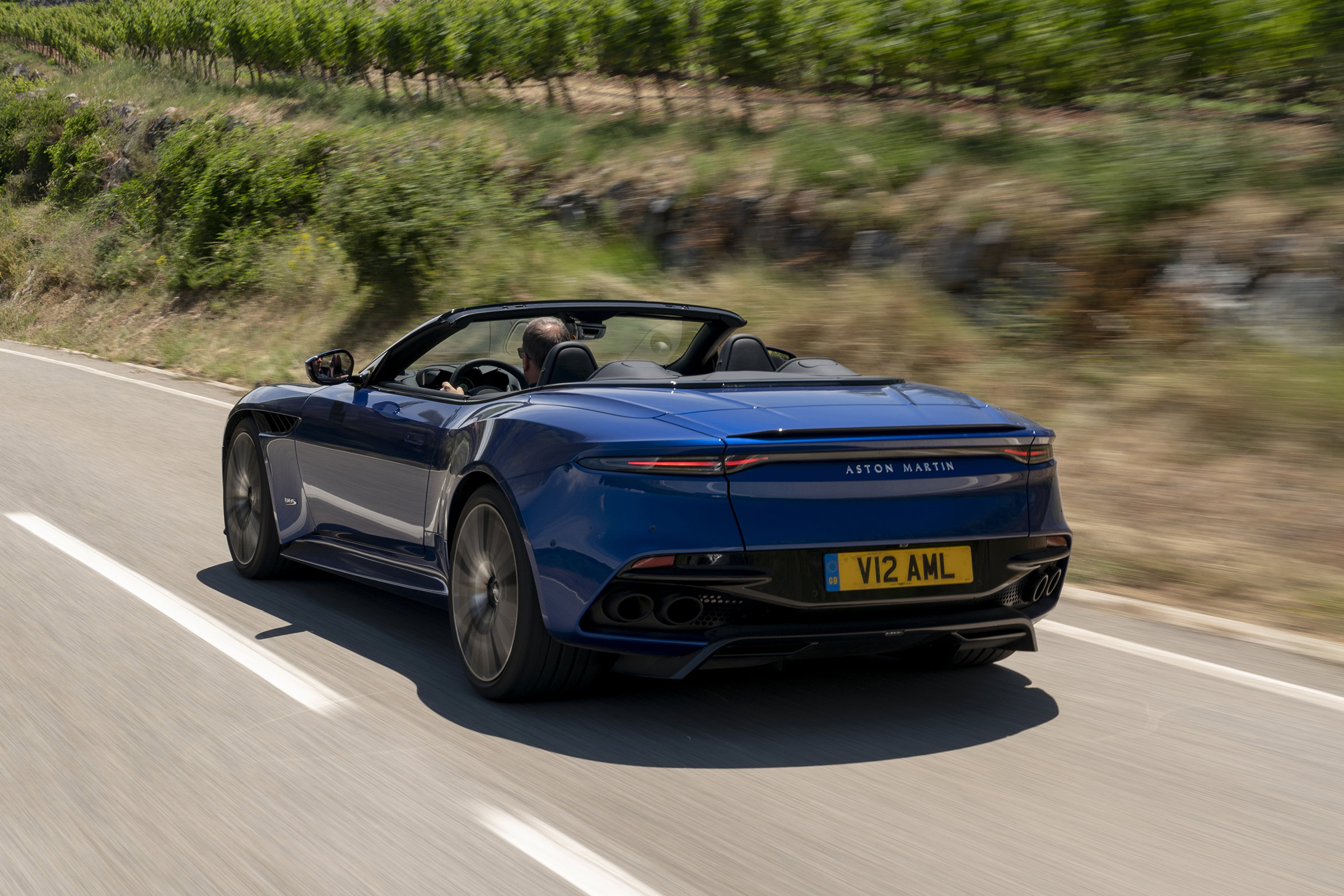 Aston Martin DBS Superleggera Volante rear 3/4 tracking