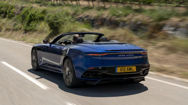 Aston Martin DBS Superleggera Volante rear 3/4 tracking