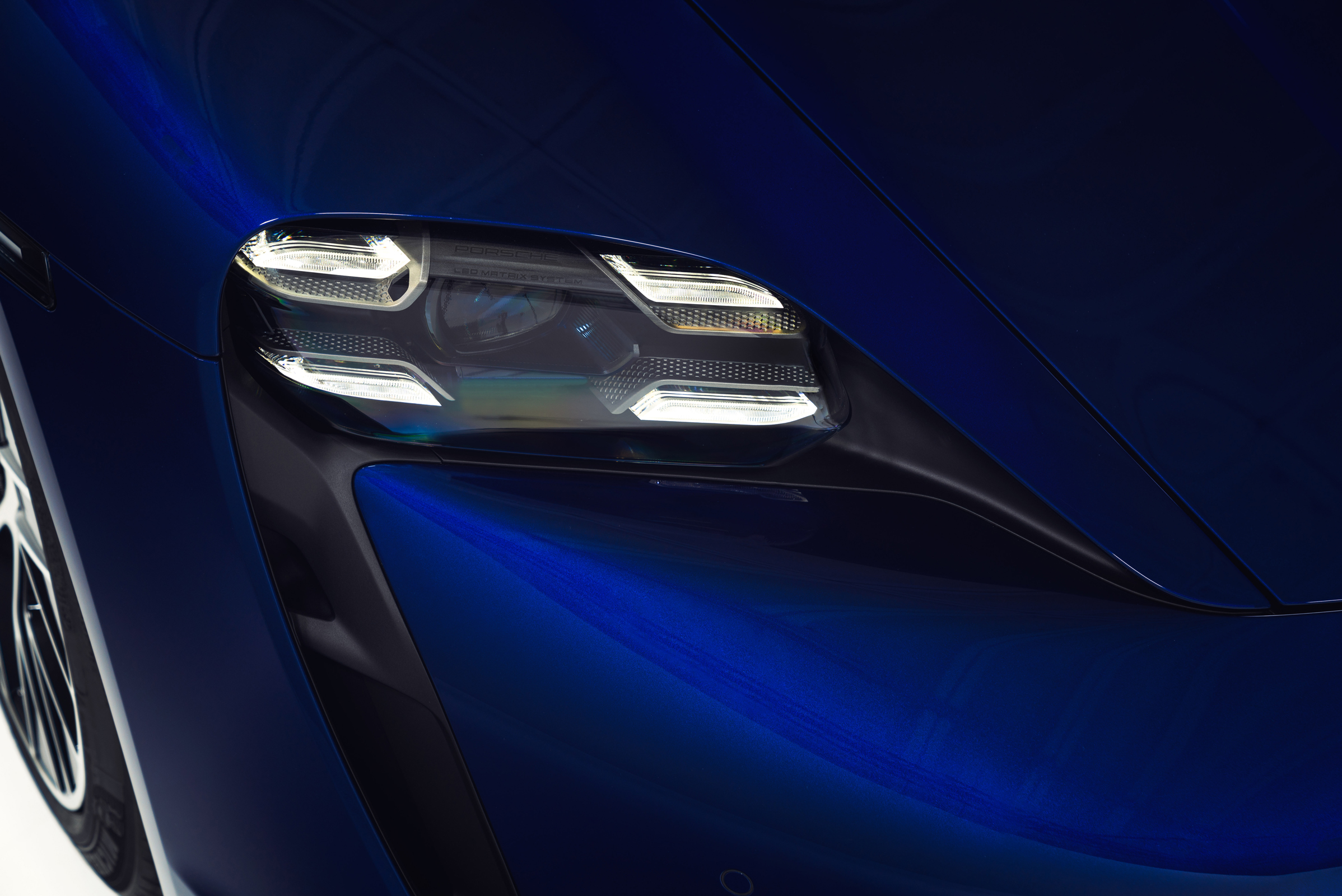 2020 Porsche Taycan - front headlight close up