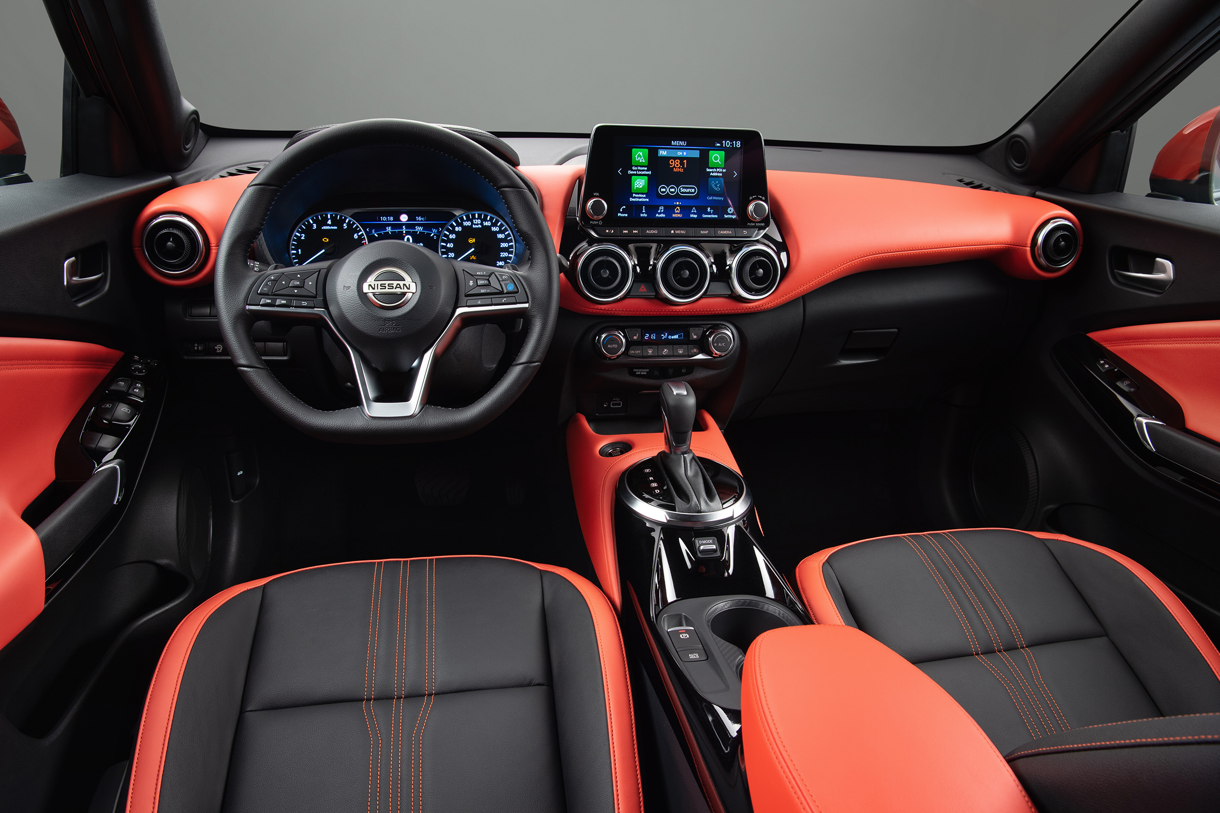 New Nissan Juke interior with orange accents