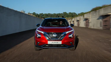 New Nissan Juke driving - front end view