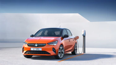 2020 Vauxhall Corsa-e - plugged in at a charging station