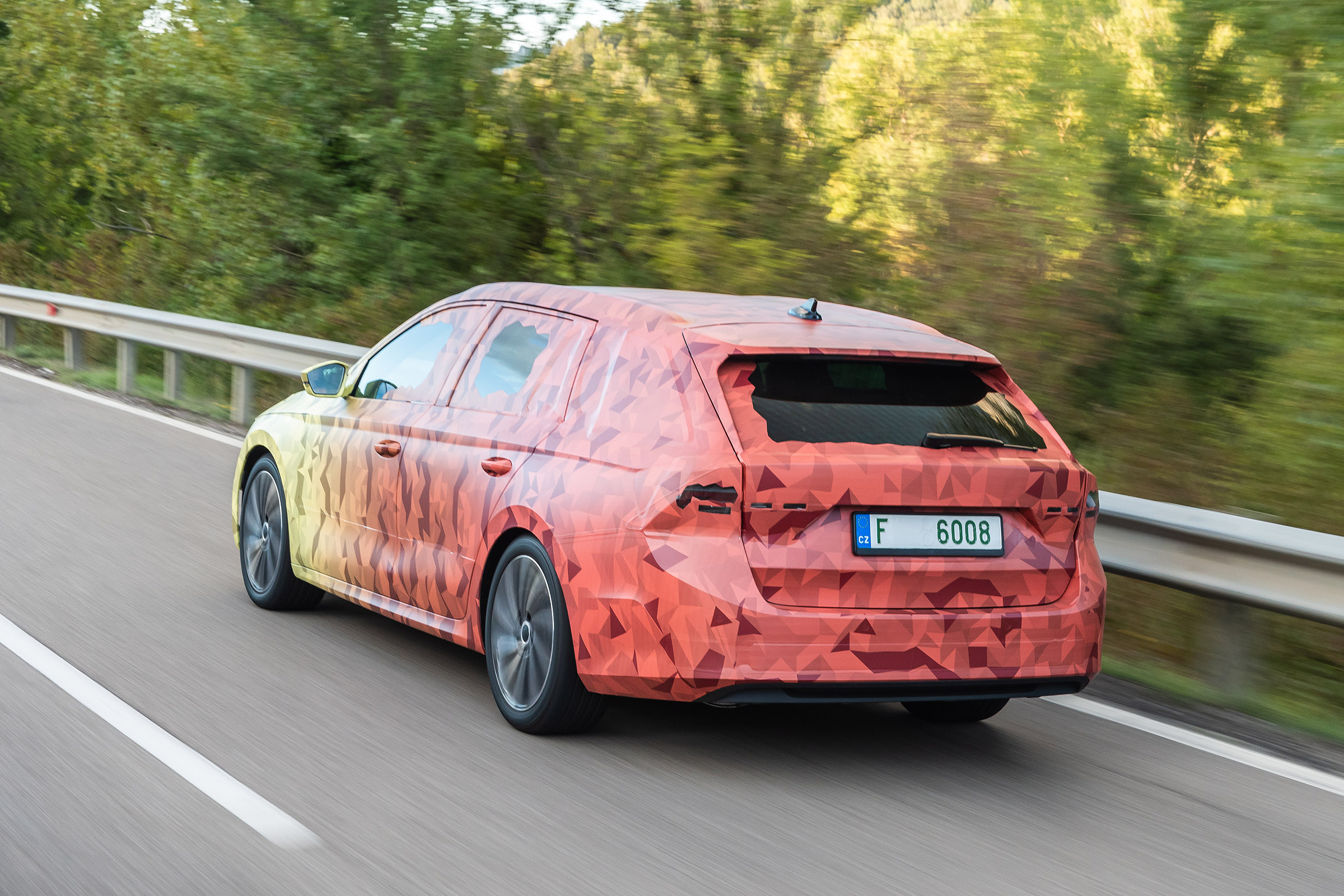2020 Skoda Octavia Estate in camouflage - rear view