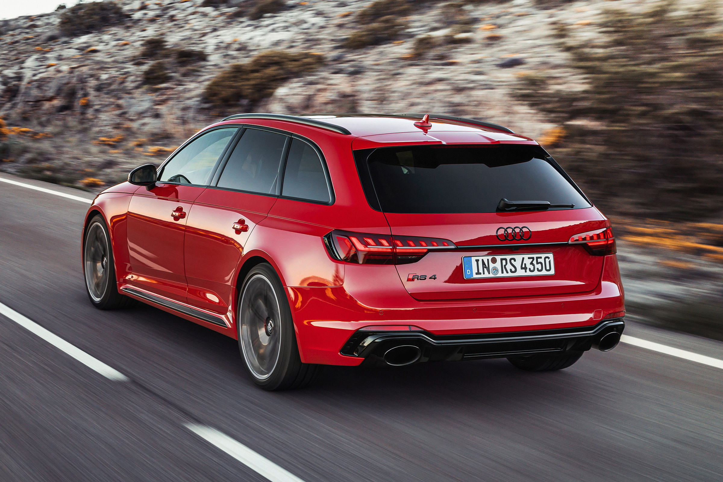 Audi RS4 Avant driving - rear view
