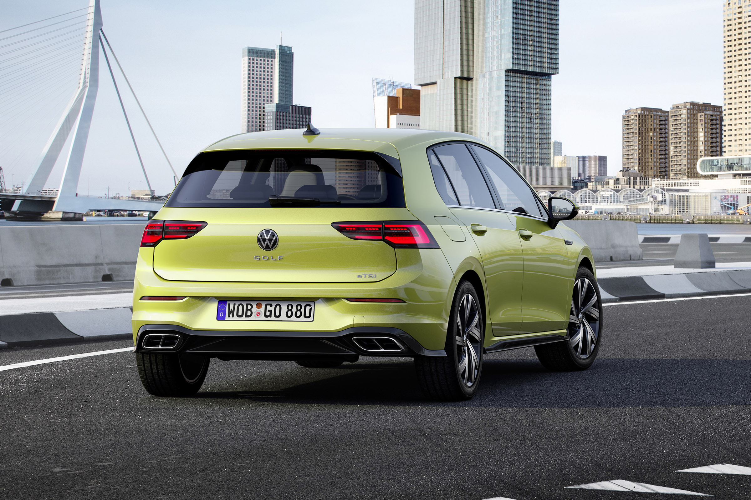 2020 Volkswagen Golf R-Line driving - rear view