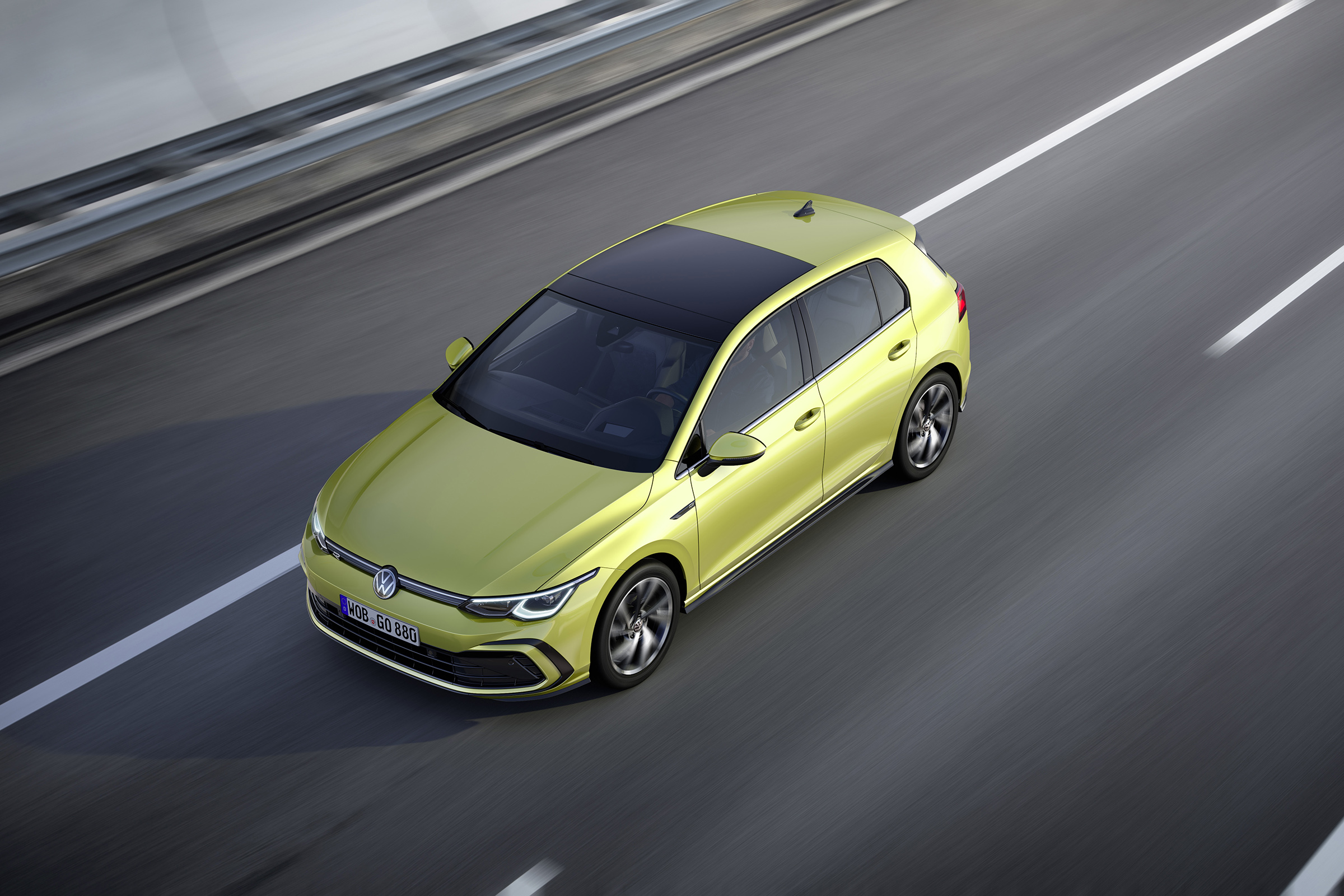 2020 Volkswagen Golf R-Line driving - top view