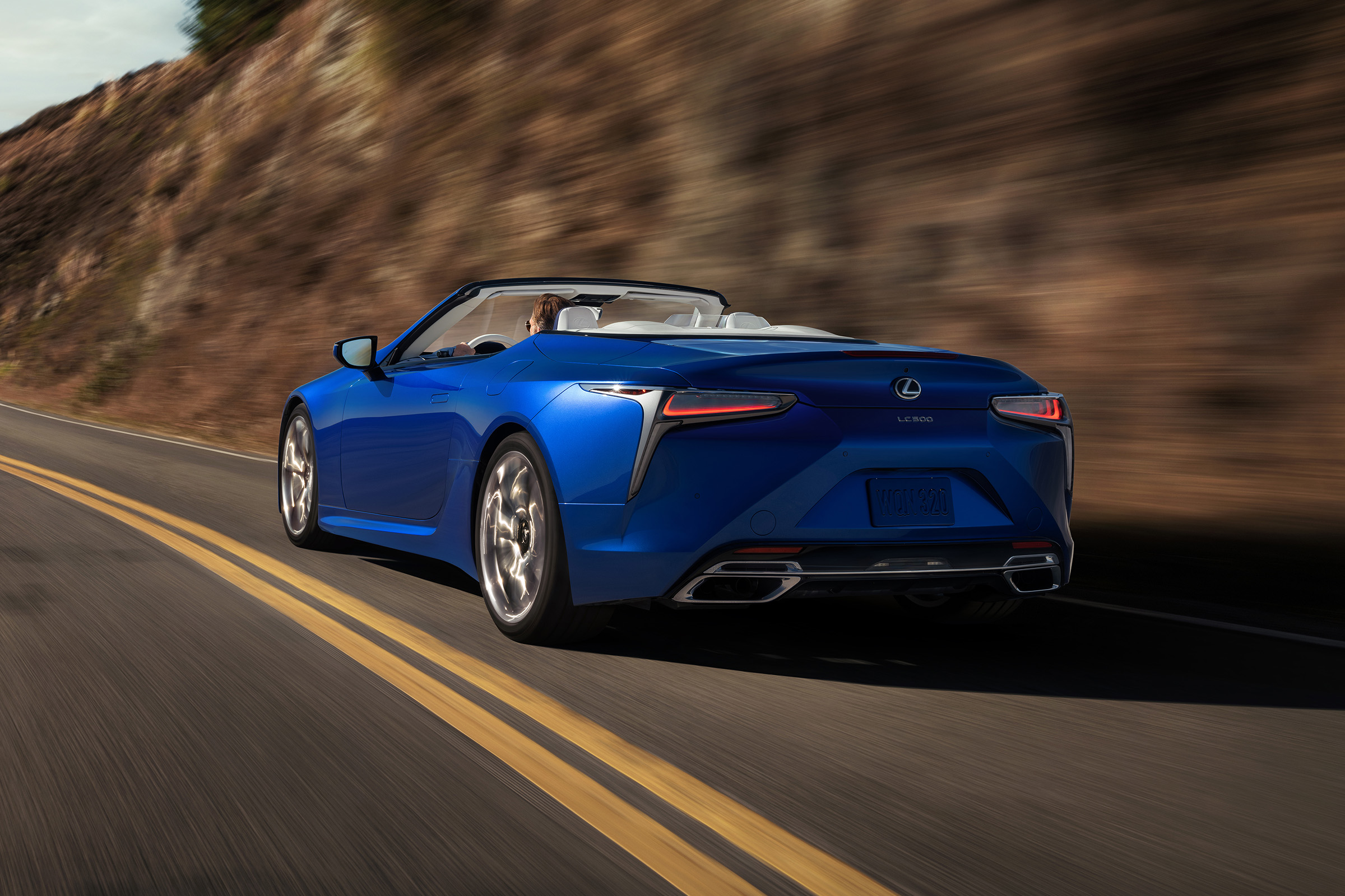 Lexus LC500 Convertible driving - rear
