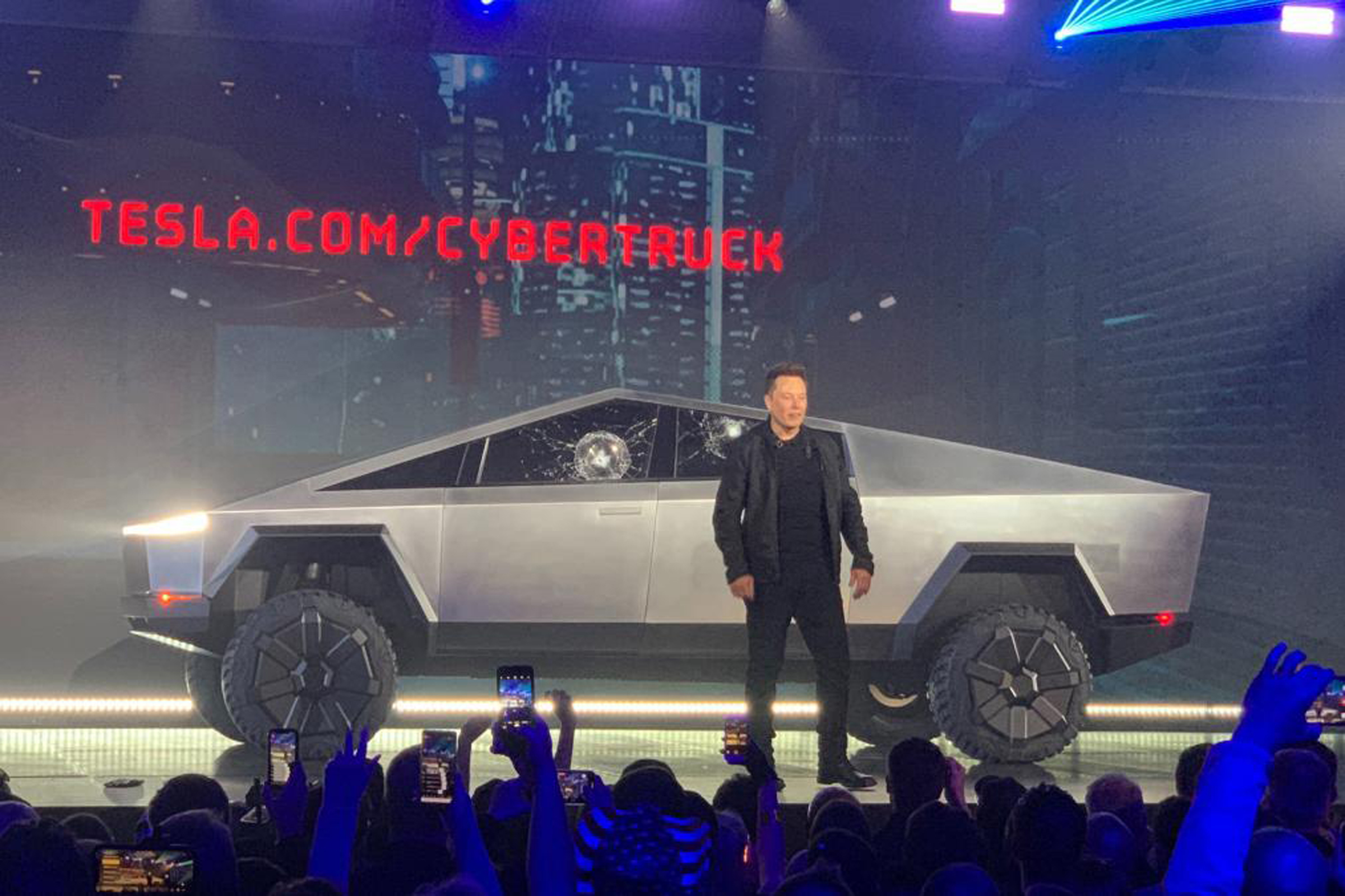 Tesla Cybertruck - side view at official unveiling 