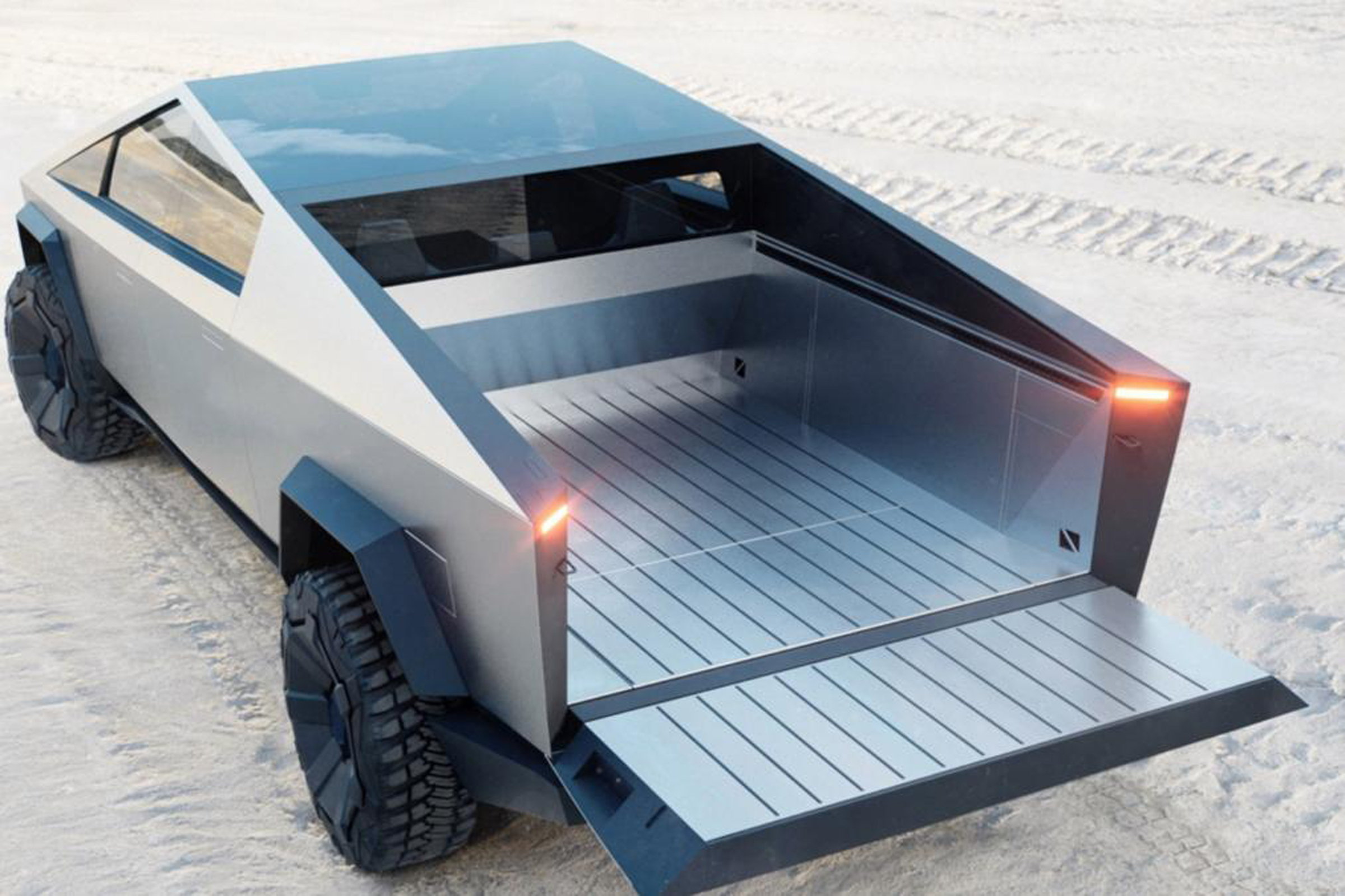 Tesla Cybertruck - rear 3/4 view load bed