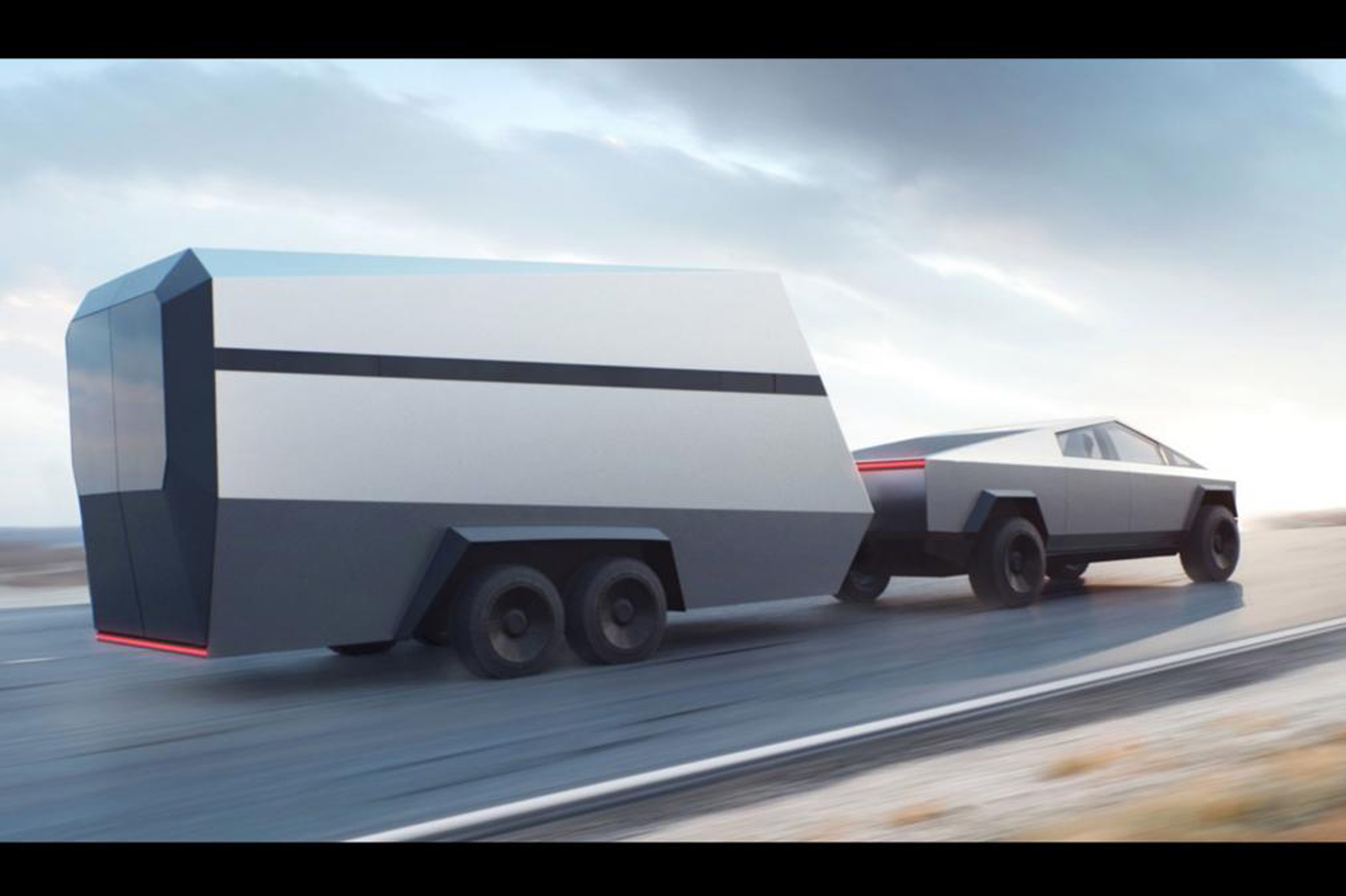 Tesla Cybertruck - trailer towing dynamic view