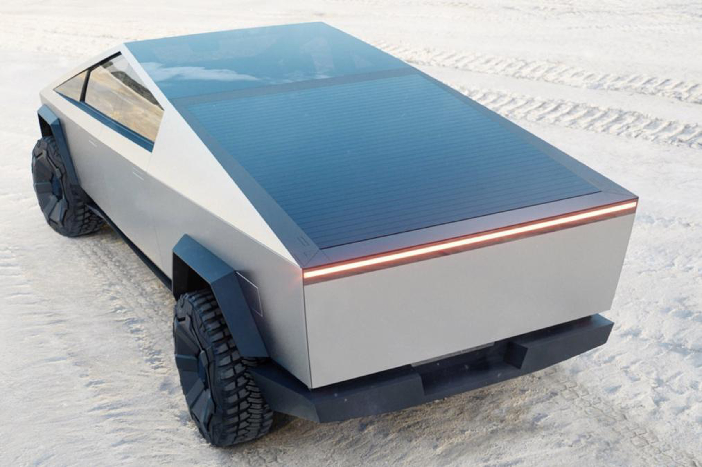 Tesla Cybertruck - rear 3/4 view with closed load bed