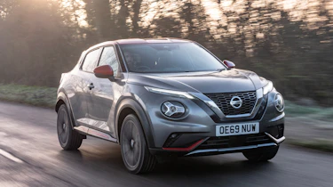 Nissan Juke SUV front 3/4 driving