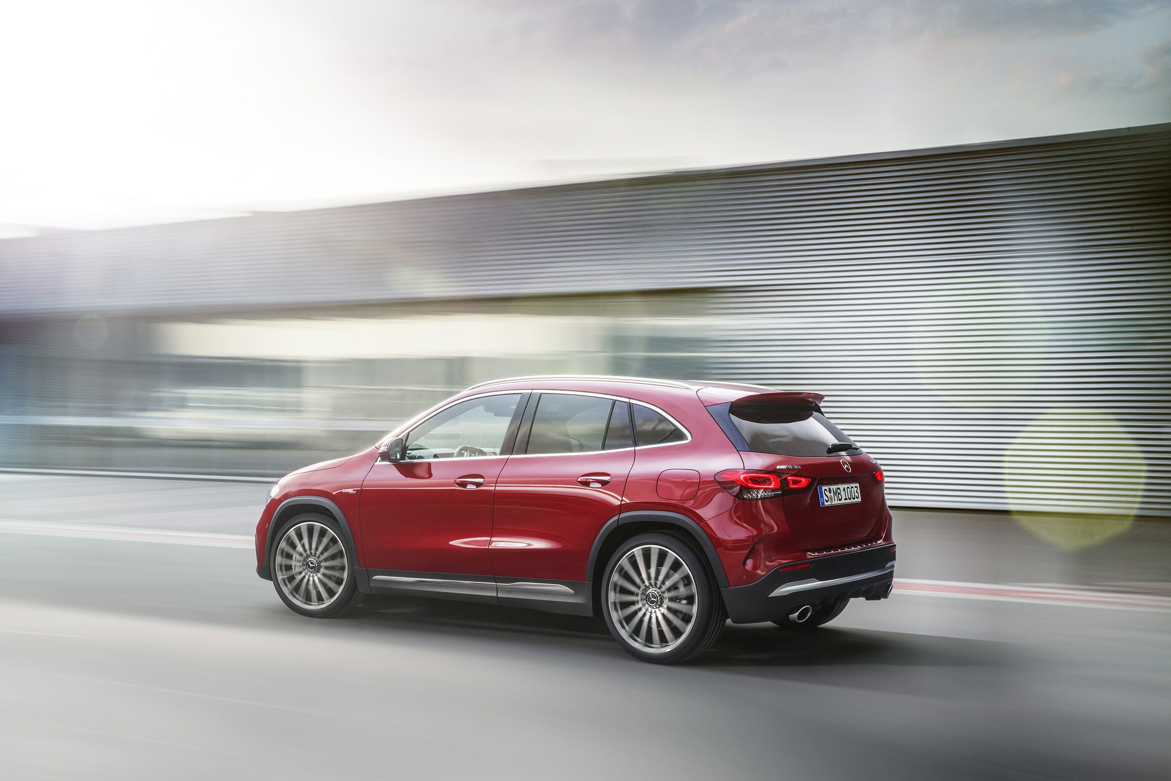 Mercedes-AMG GLA 35 driving - side/rear view