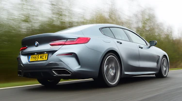 BMW 8 Series Gran Coupe saloon rear 3/4 tracking