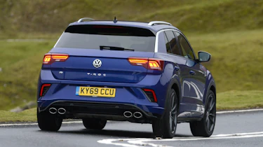 Volkswagen T-Roc R driving - rear view