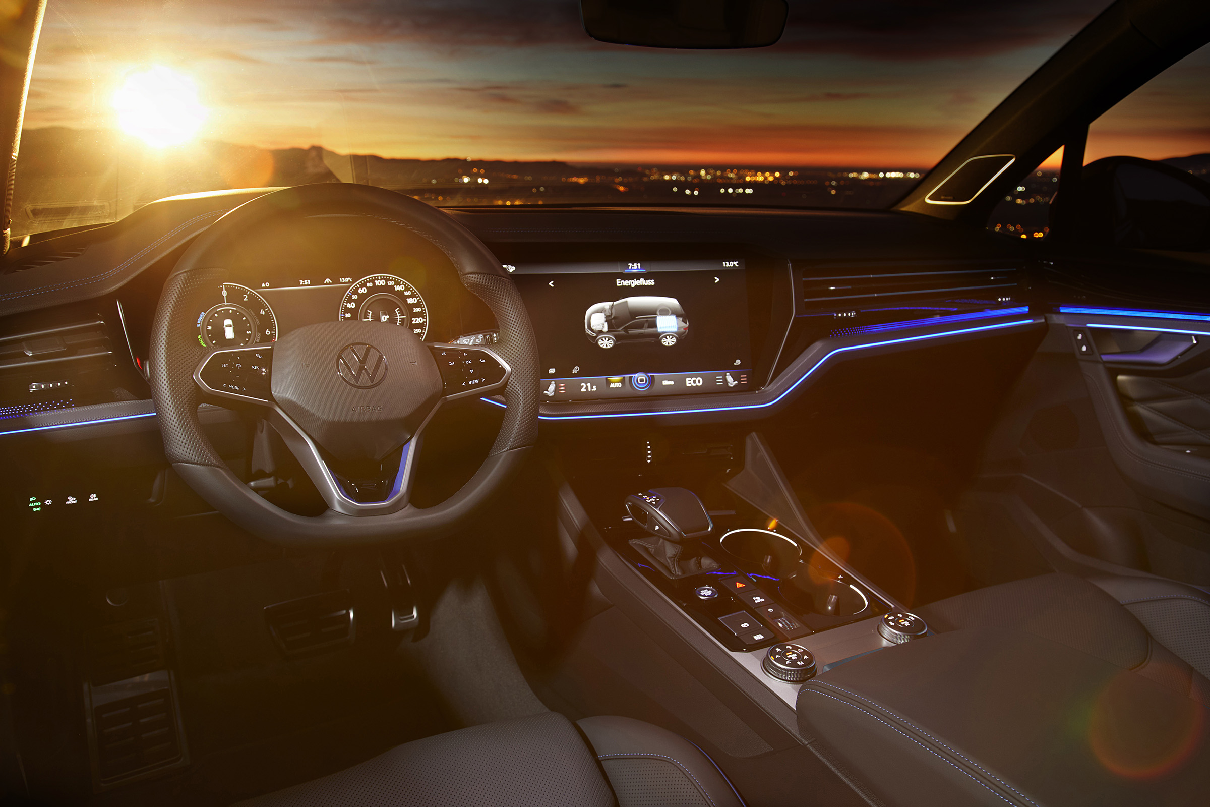 Volkswagen Touareg R interior at dusk