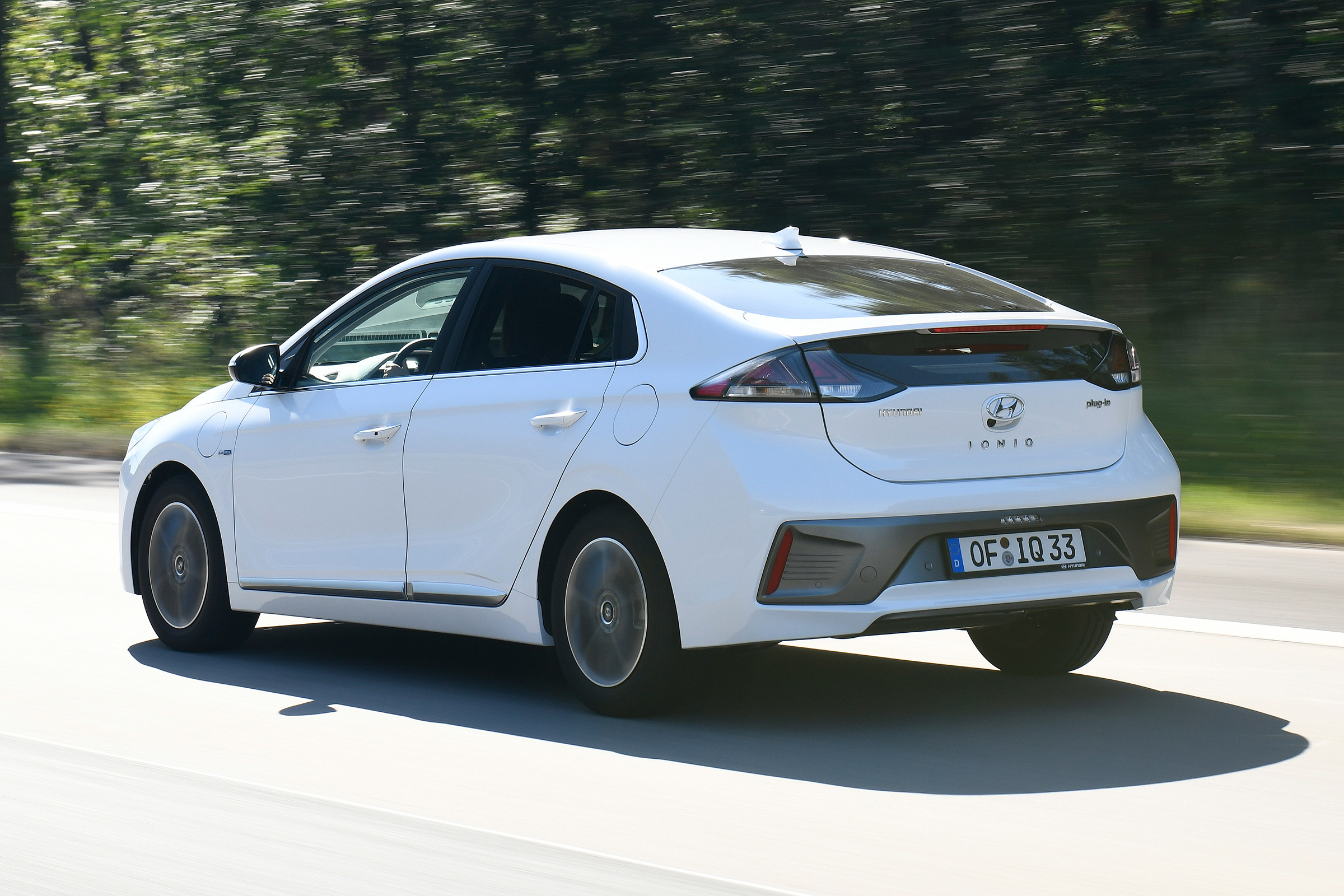 Hyundai Ioniq Plug-in Hybrid driving - rear view