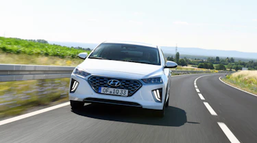 Hyundai Ioniq Plug-in Hybrid driving towards camera