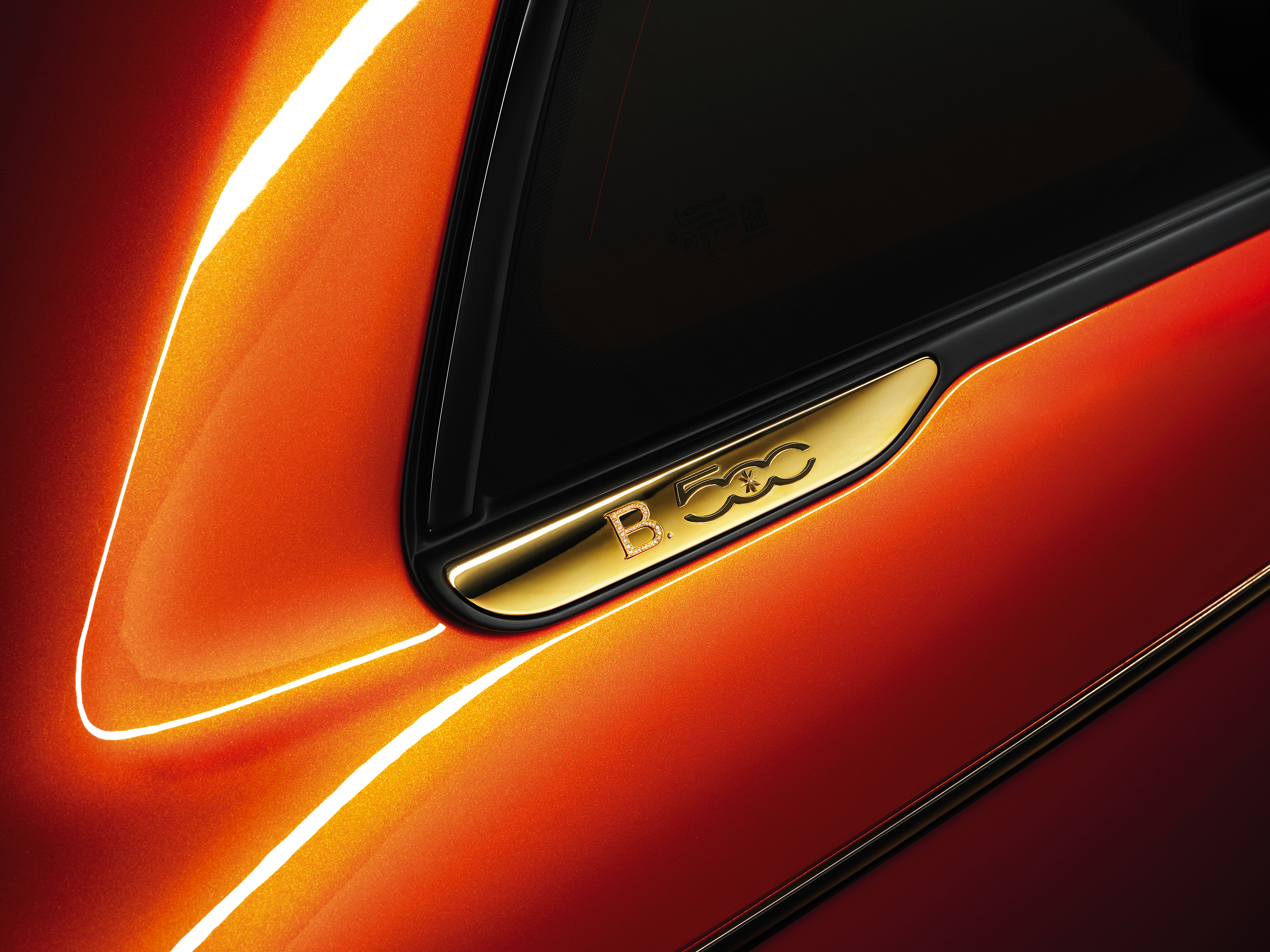 2020 Fiat 500 electric Bvlgari - rear quarter badge 
