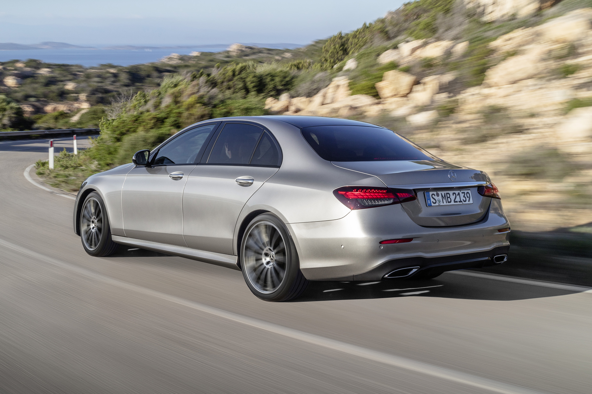 Mercedes E-Class driving - rear view