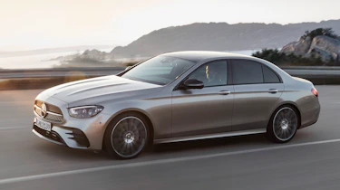 Mercedes E-Class driving - front/side view