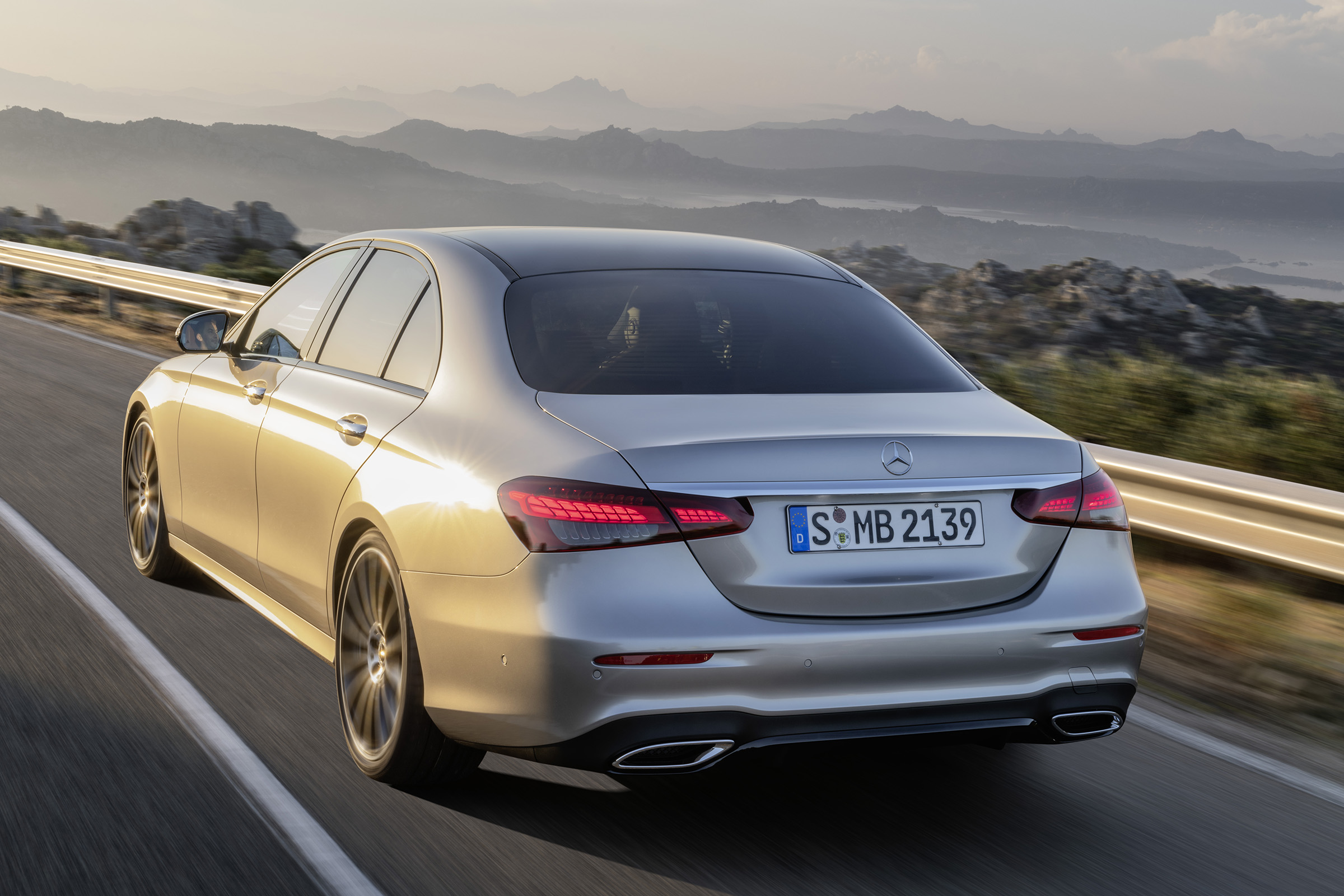 Mercedes E-Class driving - rear view
