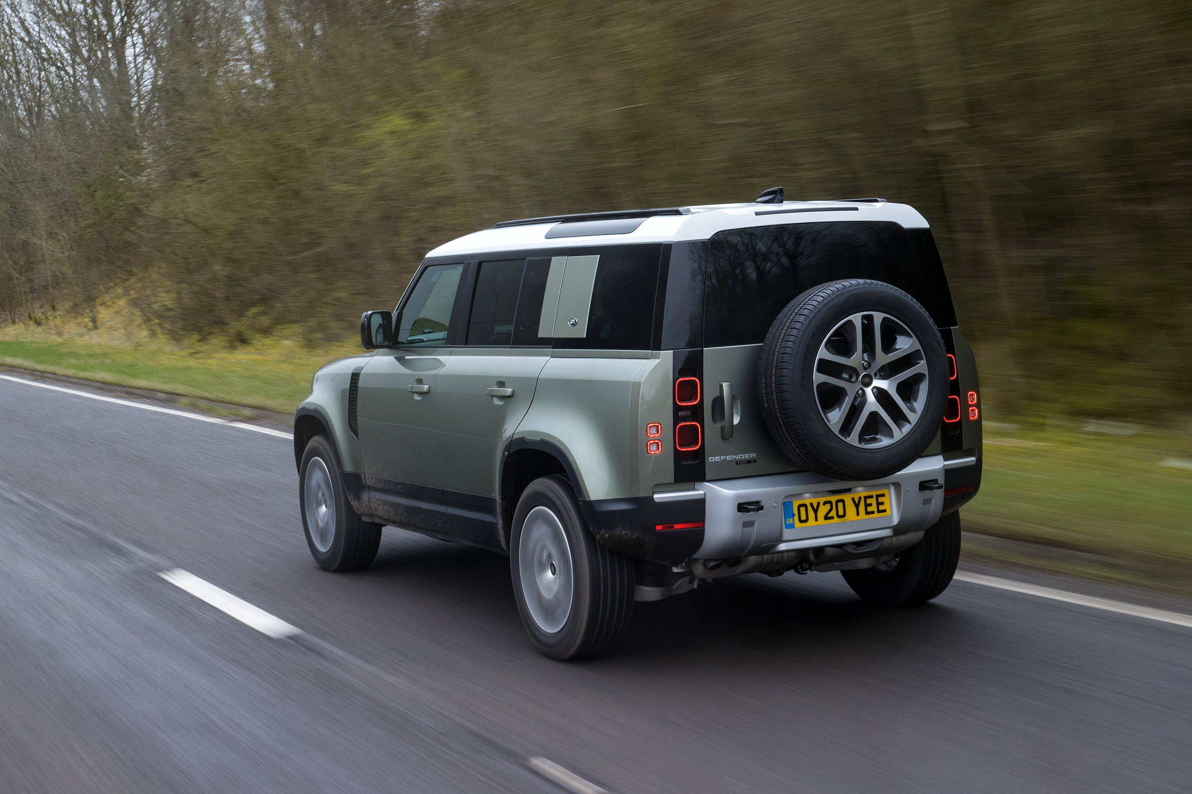 Land Rover Defender SUV rear 3/4 tracking