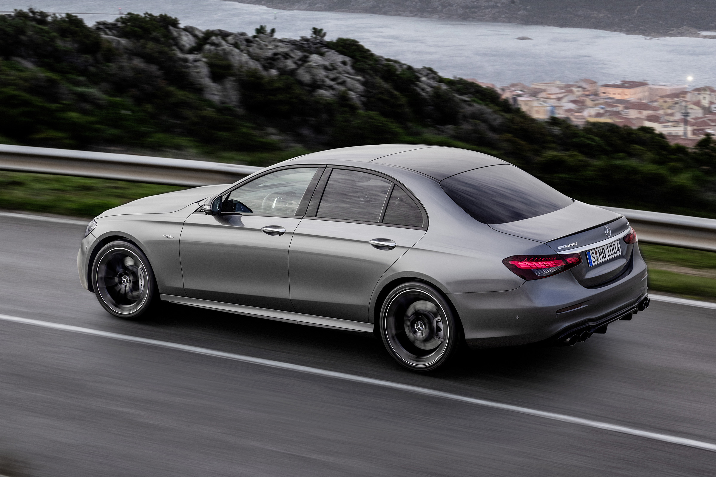 Mercedes-AMG E53 driving - rear view