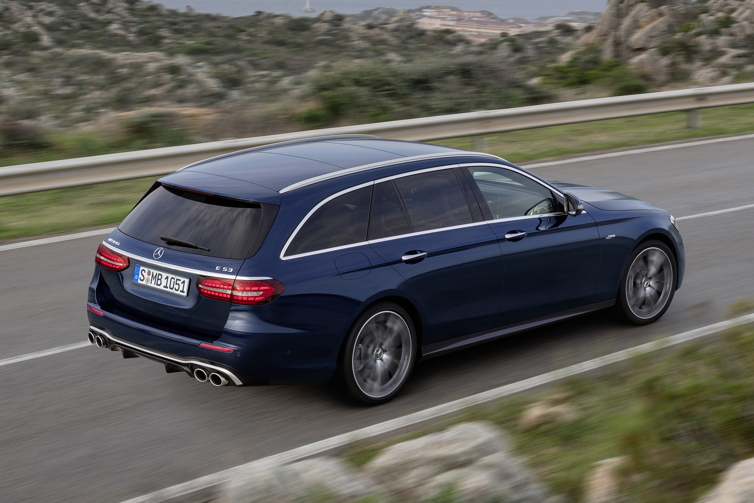 Mercedes-AMG E53 estate driving - rear