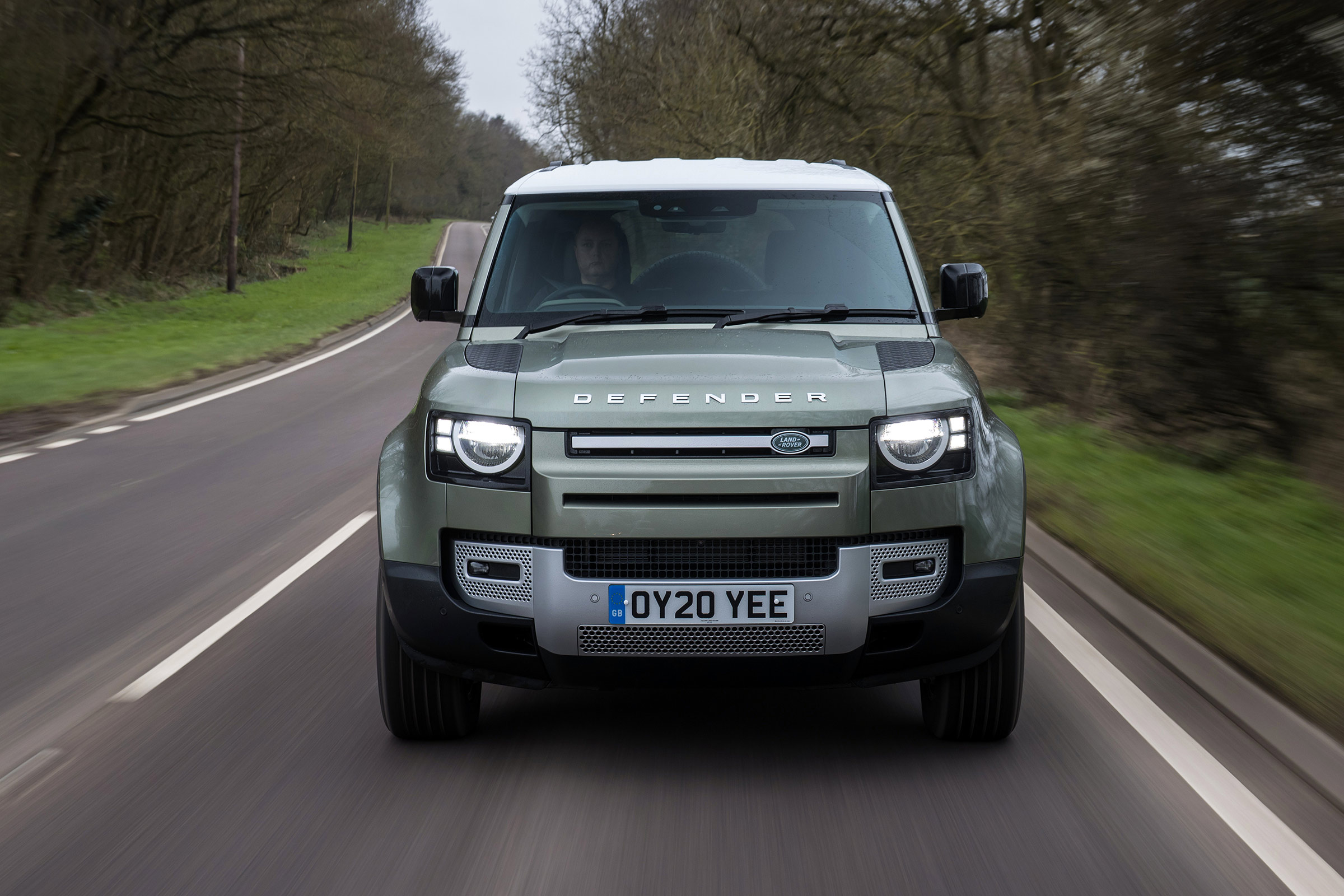 Land Rover Defender SUV front tracking