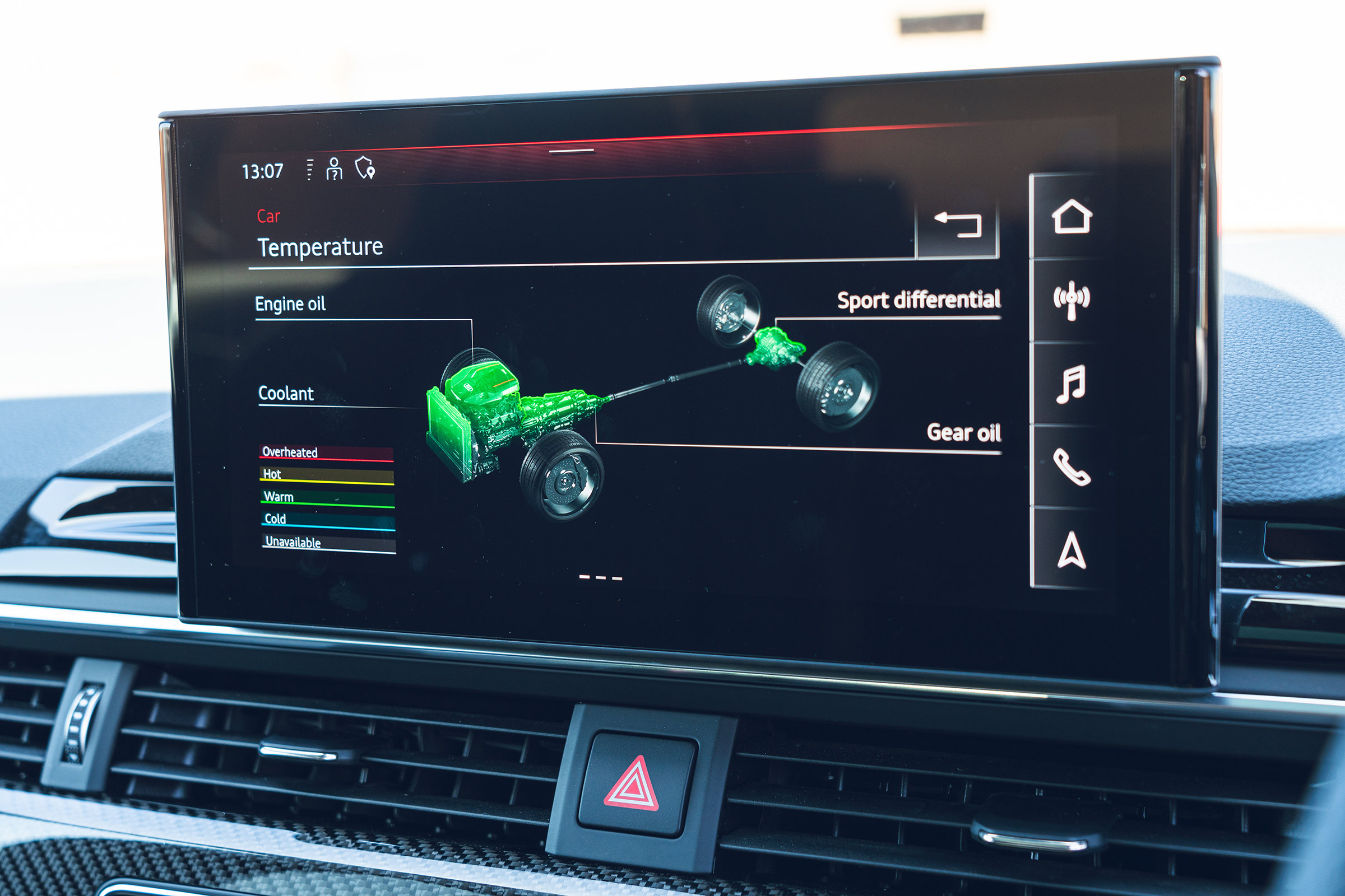 Audi RS4 Avant estate infotainment screen
