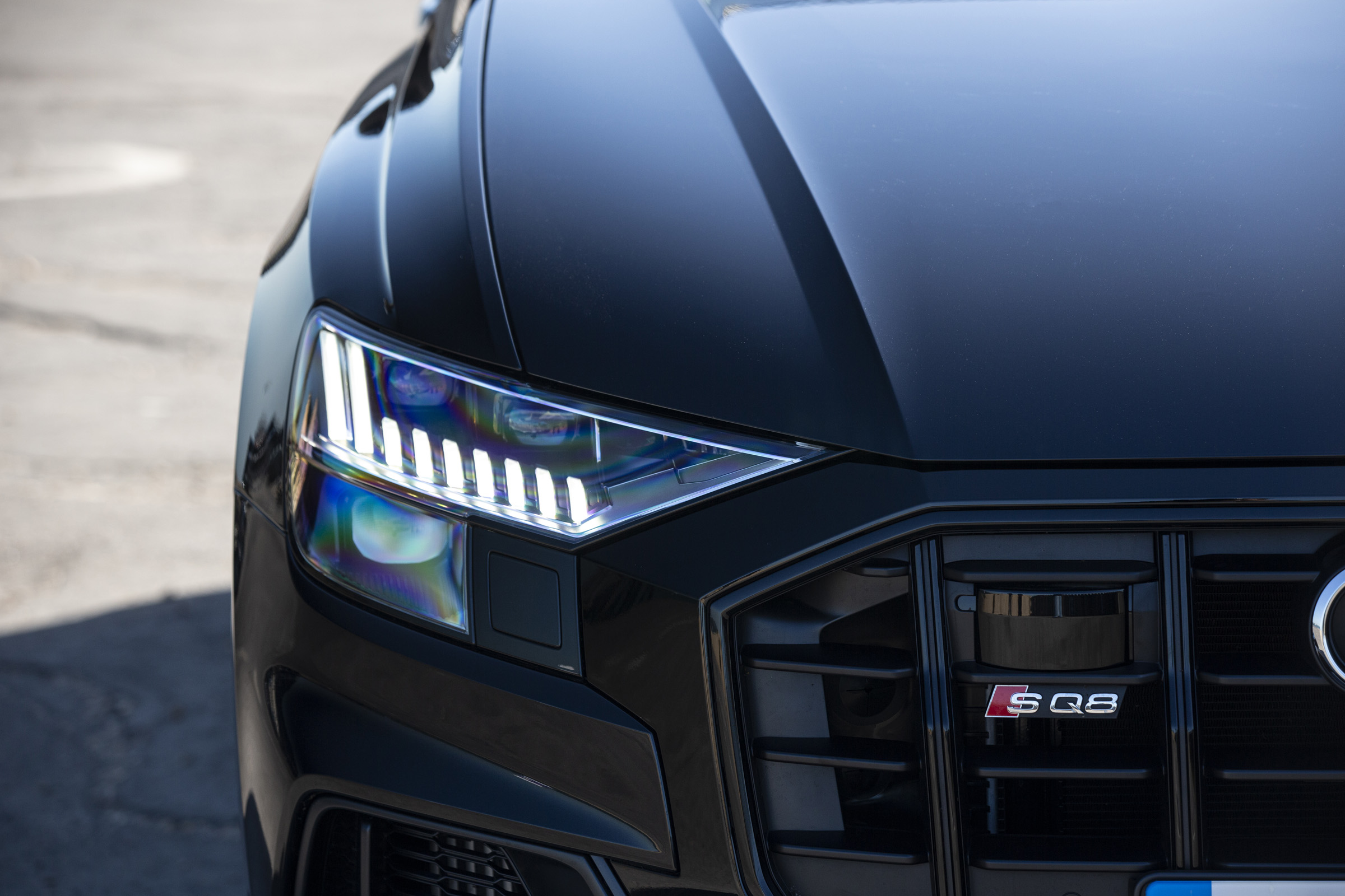 Audi SQ8 - front headlight close up 