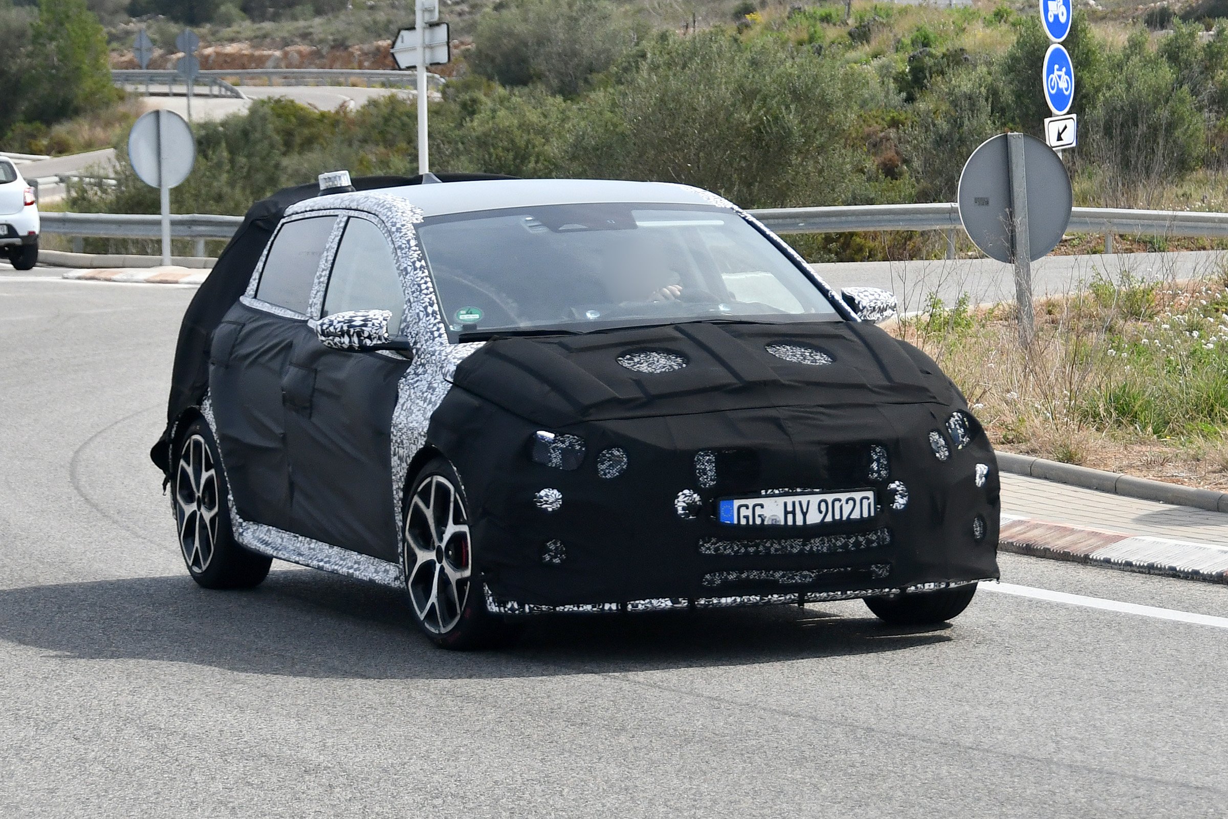Hyundai i20 N development car - front 3/4 passing view 