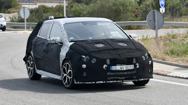 Hyundai i20 N development car - front 3/4 passing view