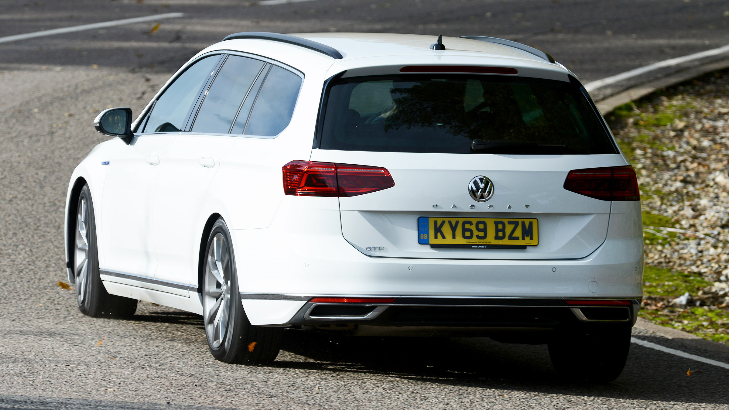 Volkswagen Passat GTE Estate cornering - rear view
