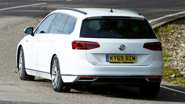 Volkswagen Passat GTE Estate cornering - rear view