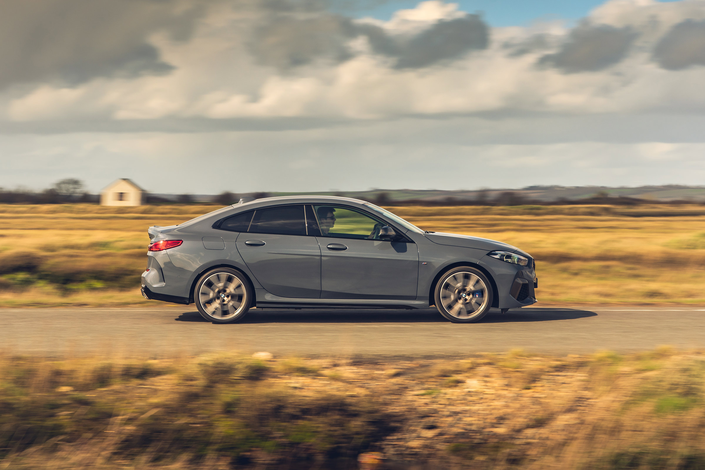 BMW M235i Gran Coupe saloon side panning