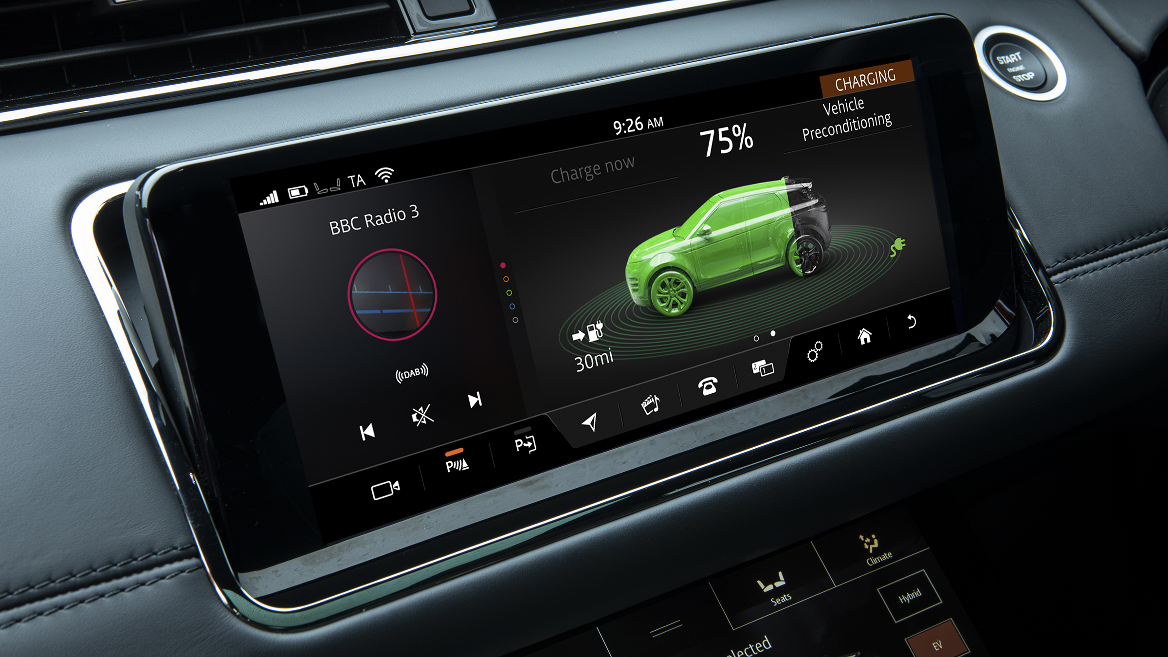Range Rover Evoque P300e charging screen
