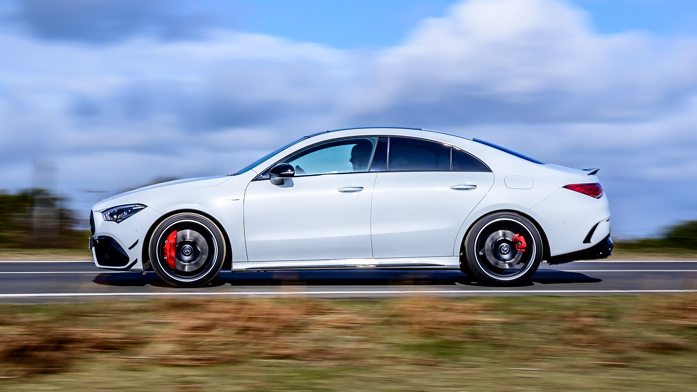 Mercedes-AMG CLA 45 saloon side panning