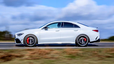 Mercedes-AMG CLA 45 saloon side panning