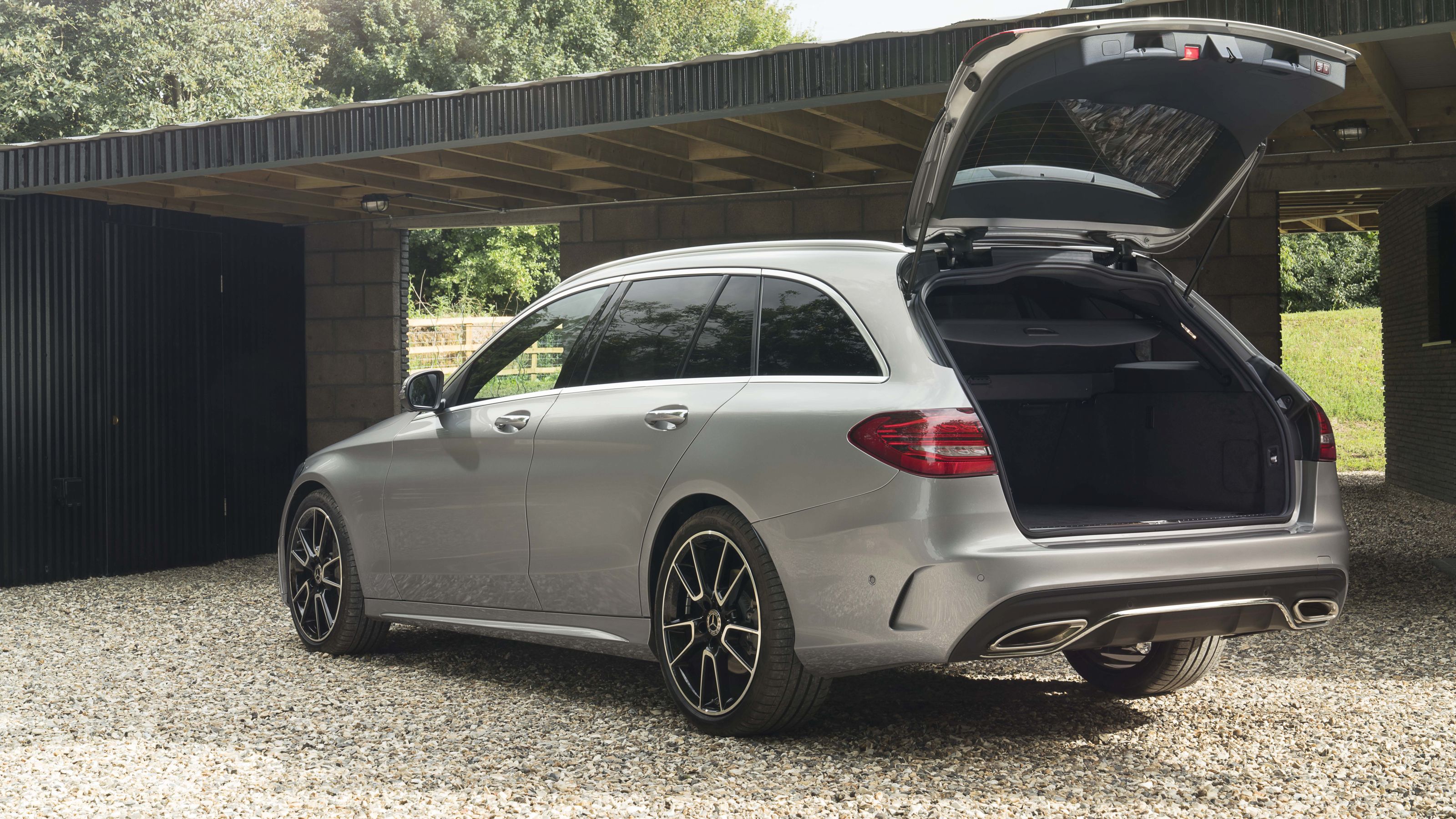 Mercedes C-Class Estate rear 3/4 static tailgate open