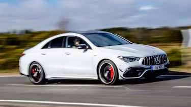 Mercedes-AMG CLA 45 saloon side driving