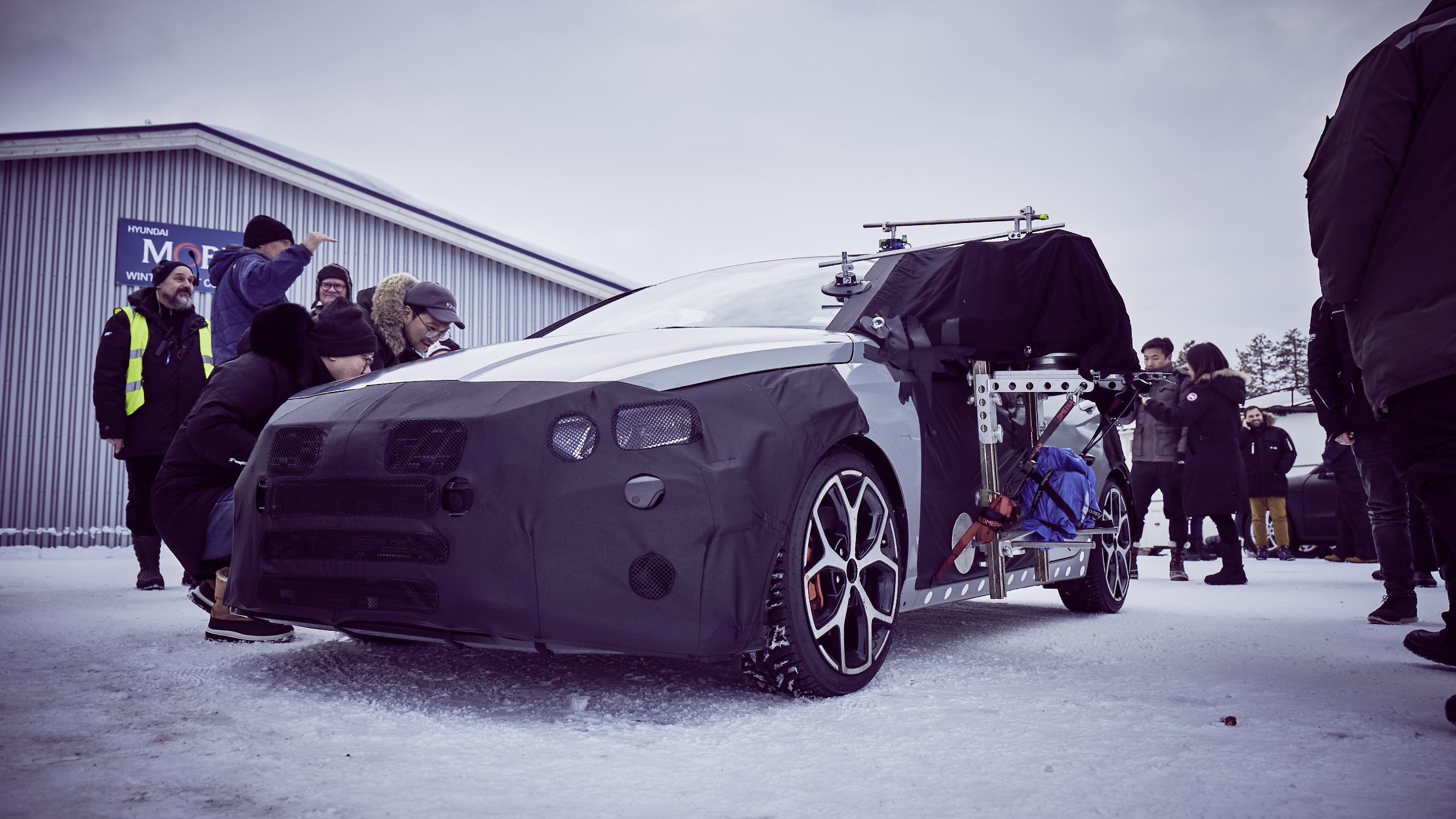 2020 Hyundai i20 N prototype - front quarter view during winter testing