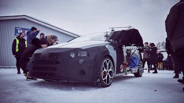 2020 Hyundai i20 N prototype - front quarter view during winter testing