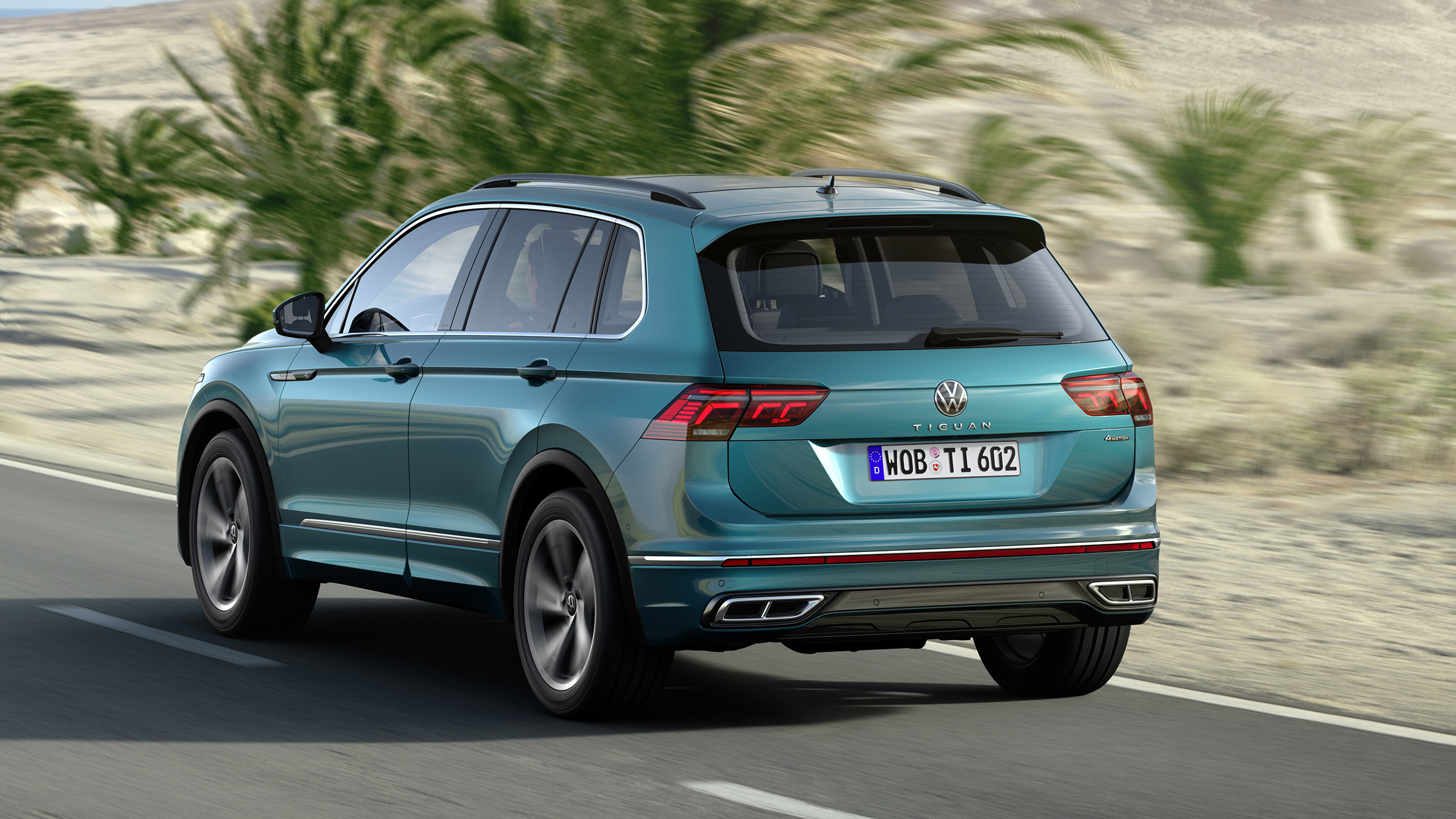 Facelifted Volkswagen Tiguan R-Line driving - rear view